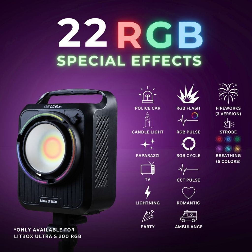 GS LitBox Ultra Slim COB 230 350 RGB 200 LED Video Light 2700-6500K Bi-Color with APP Control CRI 96+ 230w 300w RGB 200w