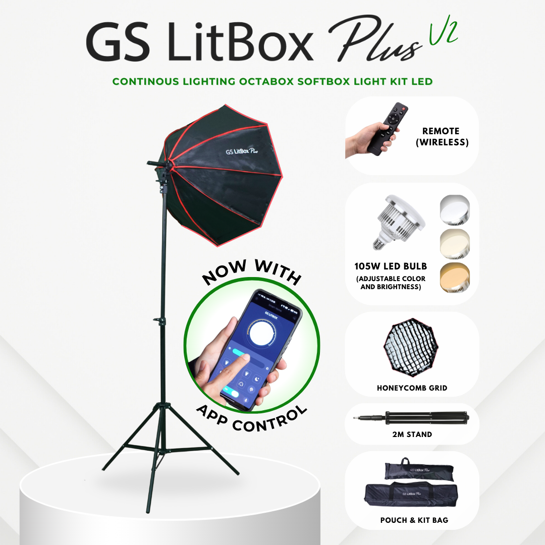 GS LitBox Plus 150w APP Control Continous Lighting Softbox Light LED Adjustable Color Wireless Remote Octabox