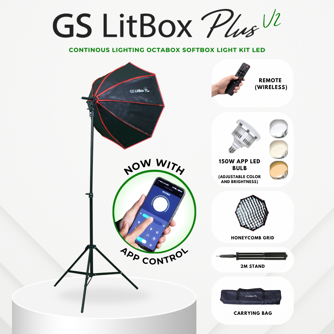 GS LitBox Plus 105w/150w APP Control Continous Lighting Softbox Light LED Adjustable Color Wireless Remote Octabox