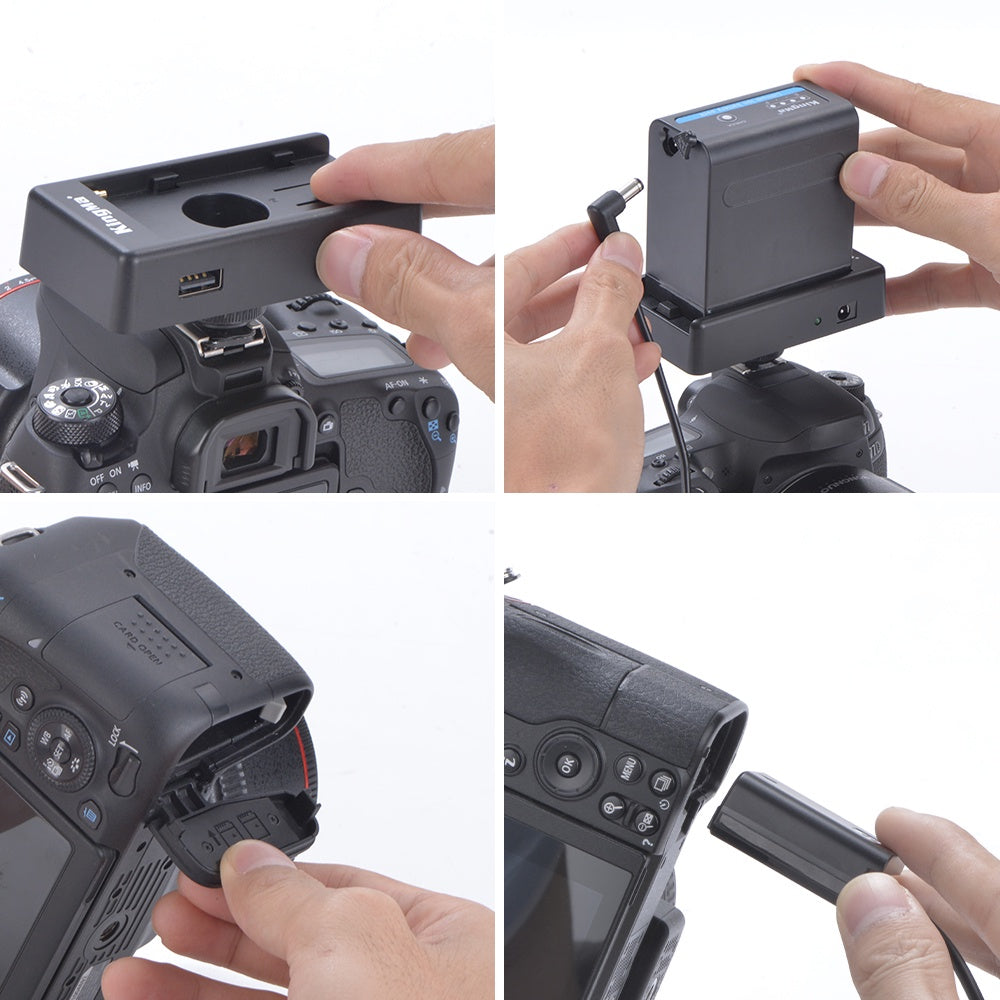 GS LP-E6/NP-FW50/NP-FZ100 Dummy DC Coupler To NP-F Battery Plate