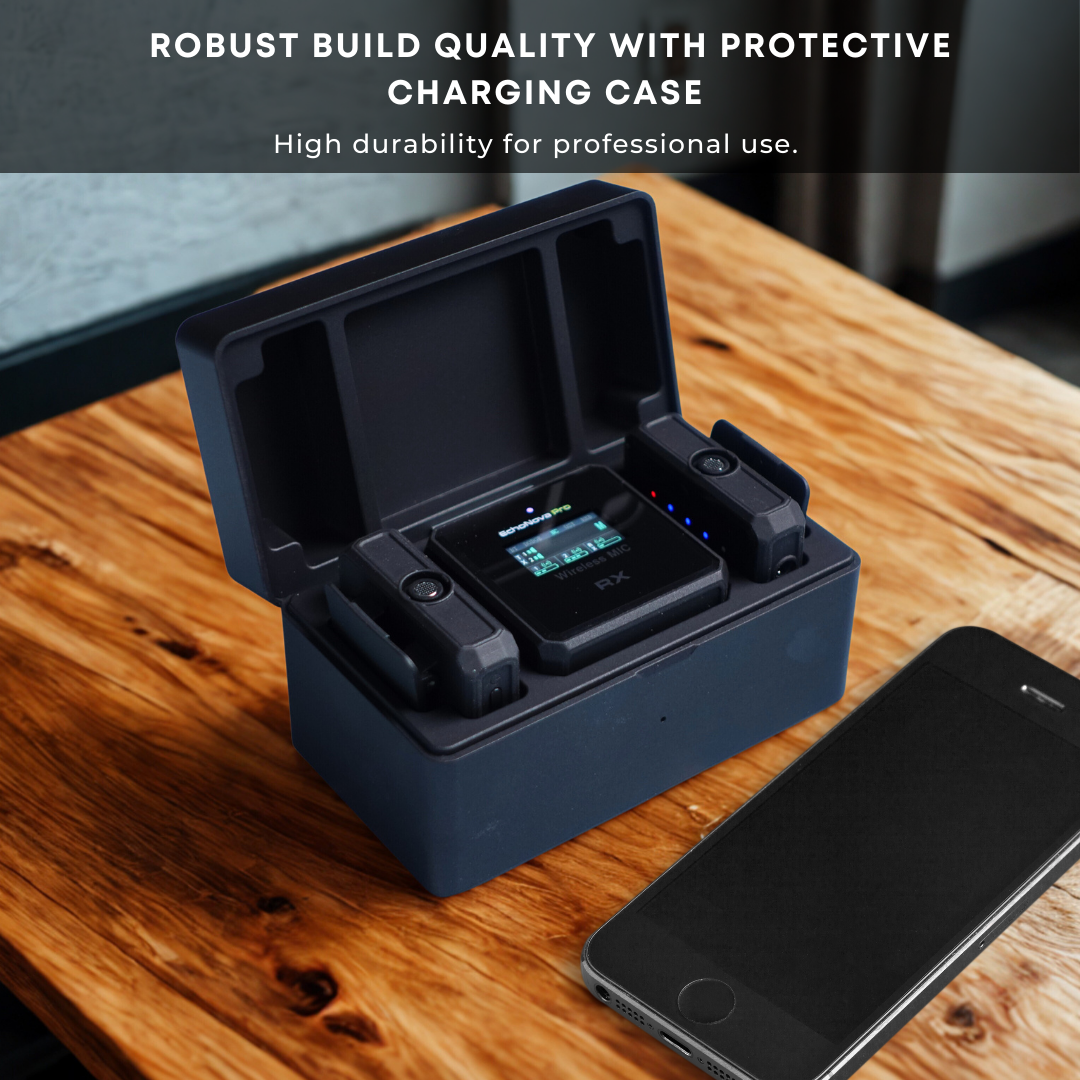 GS EchoNova Pro Wireless Lavalier Microphone Noise-Canceling 24-Hour Battery Life Ideal Mic for DSLR Cameras iPhone Android Live Streaming