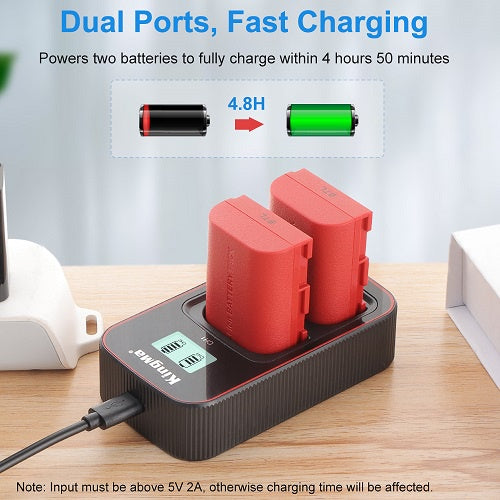 KingMa LP-E6NH LP-E6 Battery And Dual Charger Kit For Canon 5D MKIV 5D MKIII EOS R R5 R6 70D 80D 90D Compatible