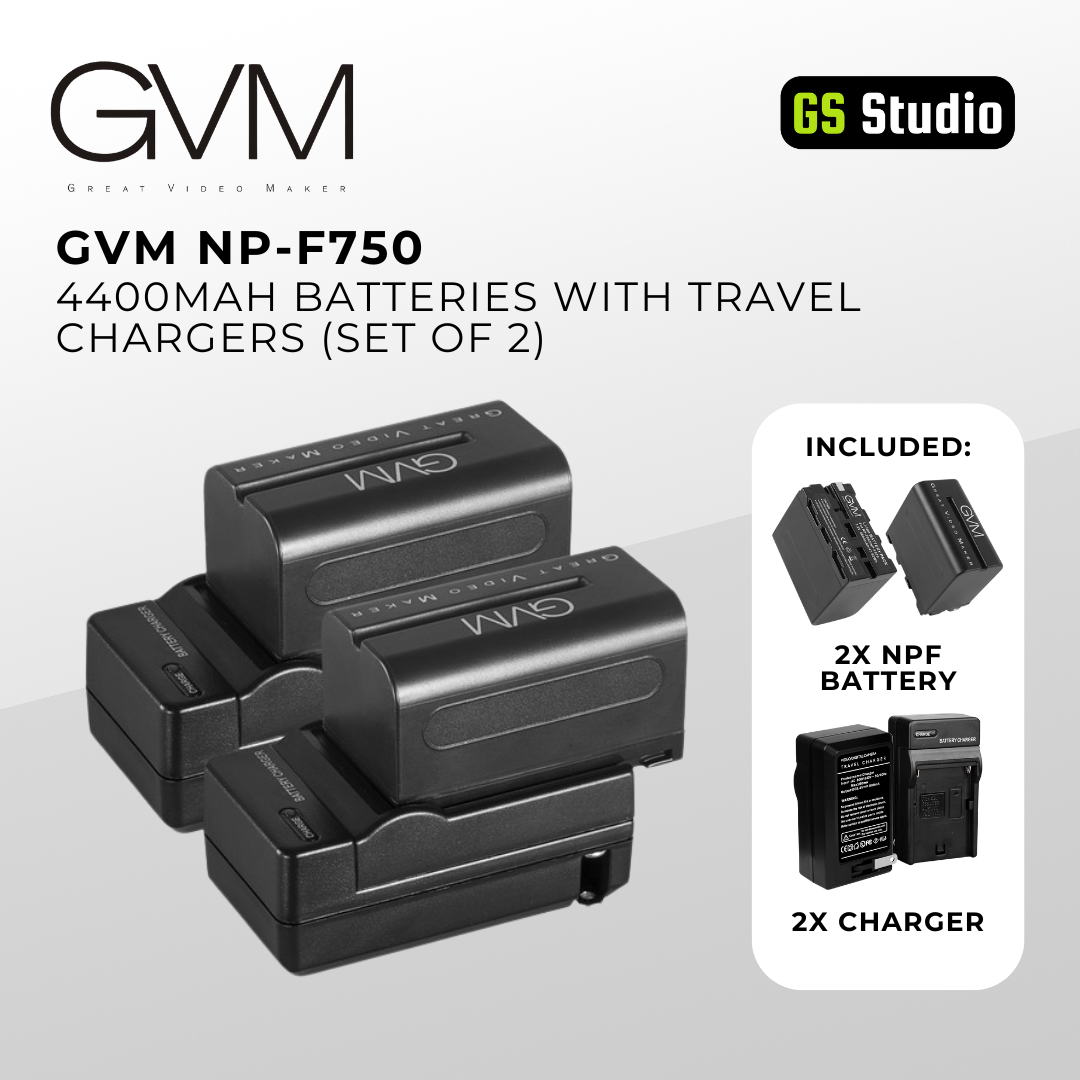 GVM NP-F750 4400mAh Batteries with Travel Chargers (2 Set)