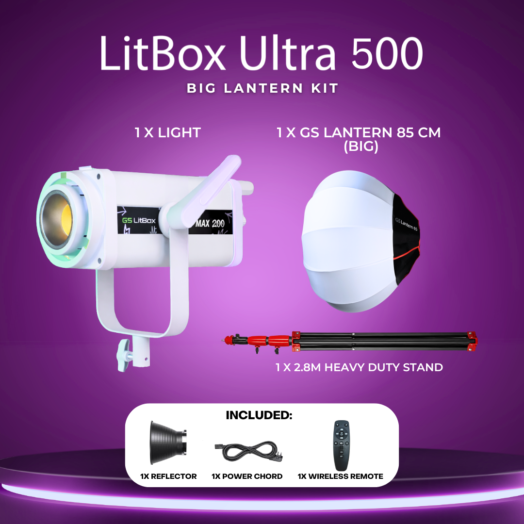 GS LitBox Ultra COB 300 500 LED Video Light 2700-6500K Bi-Color with Wireless Remote APP Control CRI 97+ 200w 300w 500w