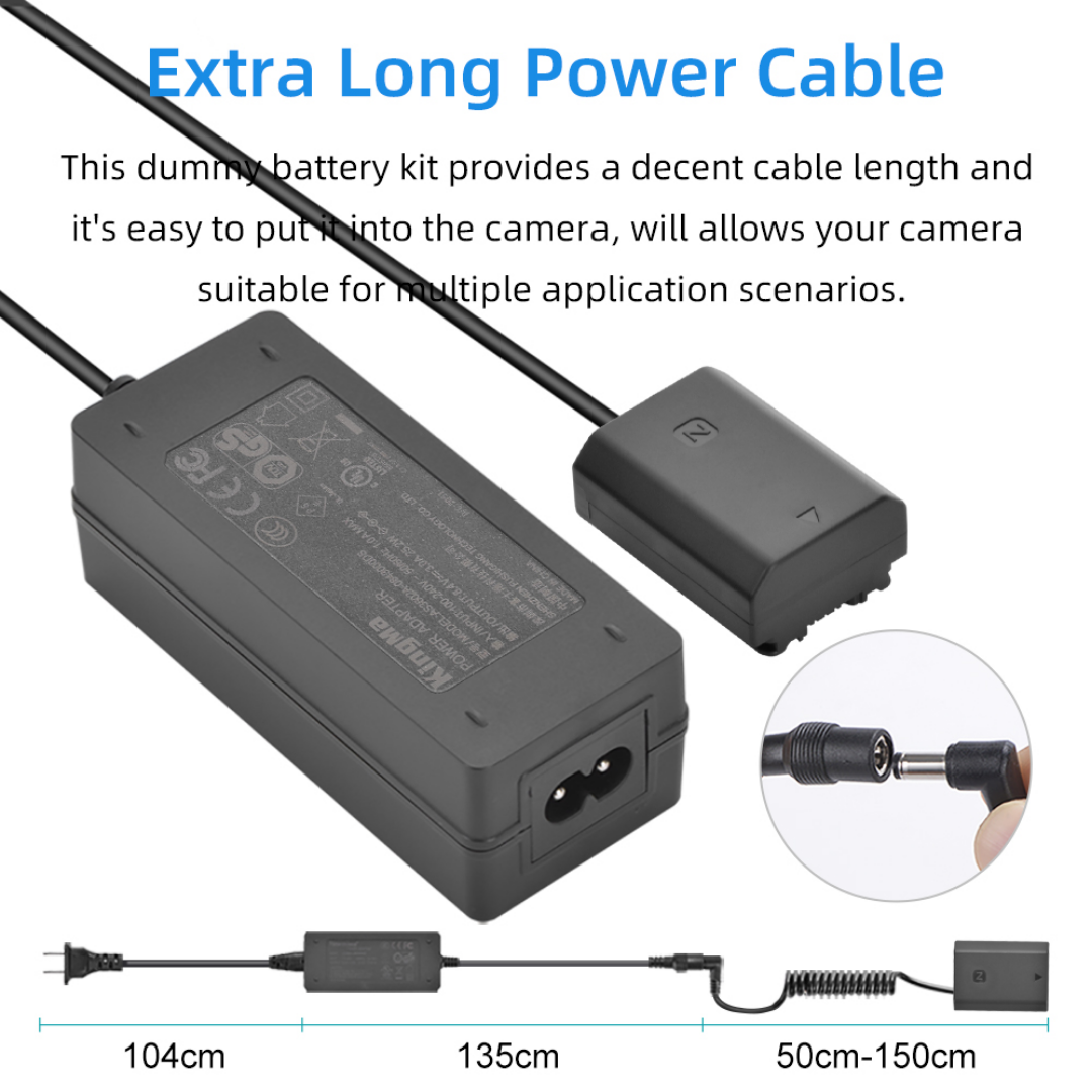 KingMa DR-FZ100 Dummy Battery with AC Power Supply Adapter For Sony A7M3 A7R3 A9