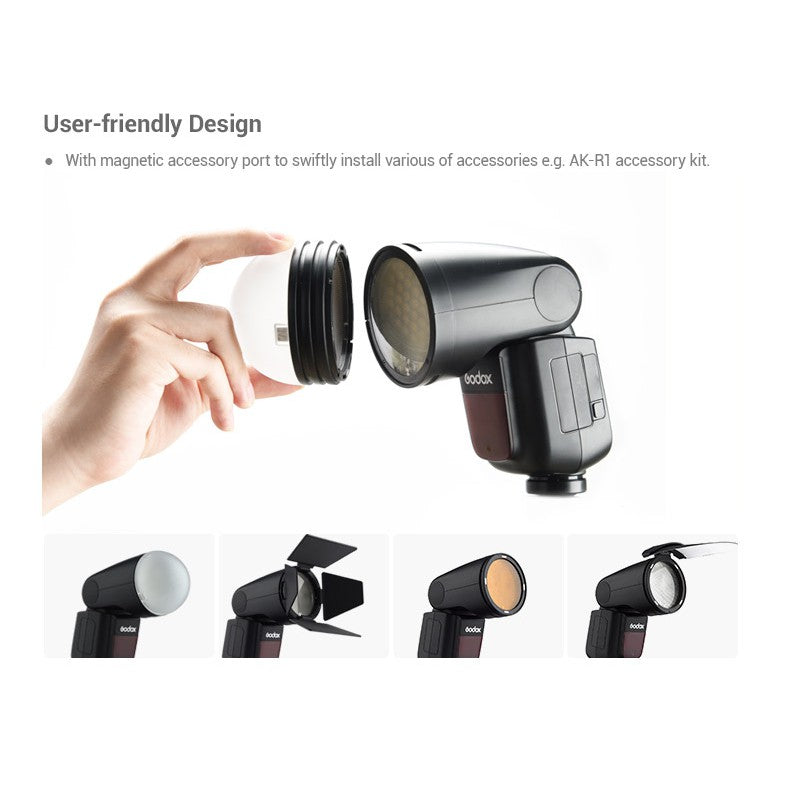 Godox V1 Flash Speedlight For Canon Nikon Sony Fuji Camera Round Flash TTL Li-ion Battery