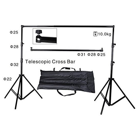 Heavy Duty Backdrop Stand With Bag Telescopic Bar (3 x 3M)