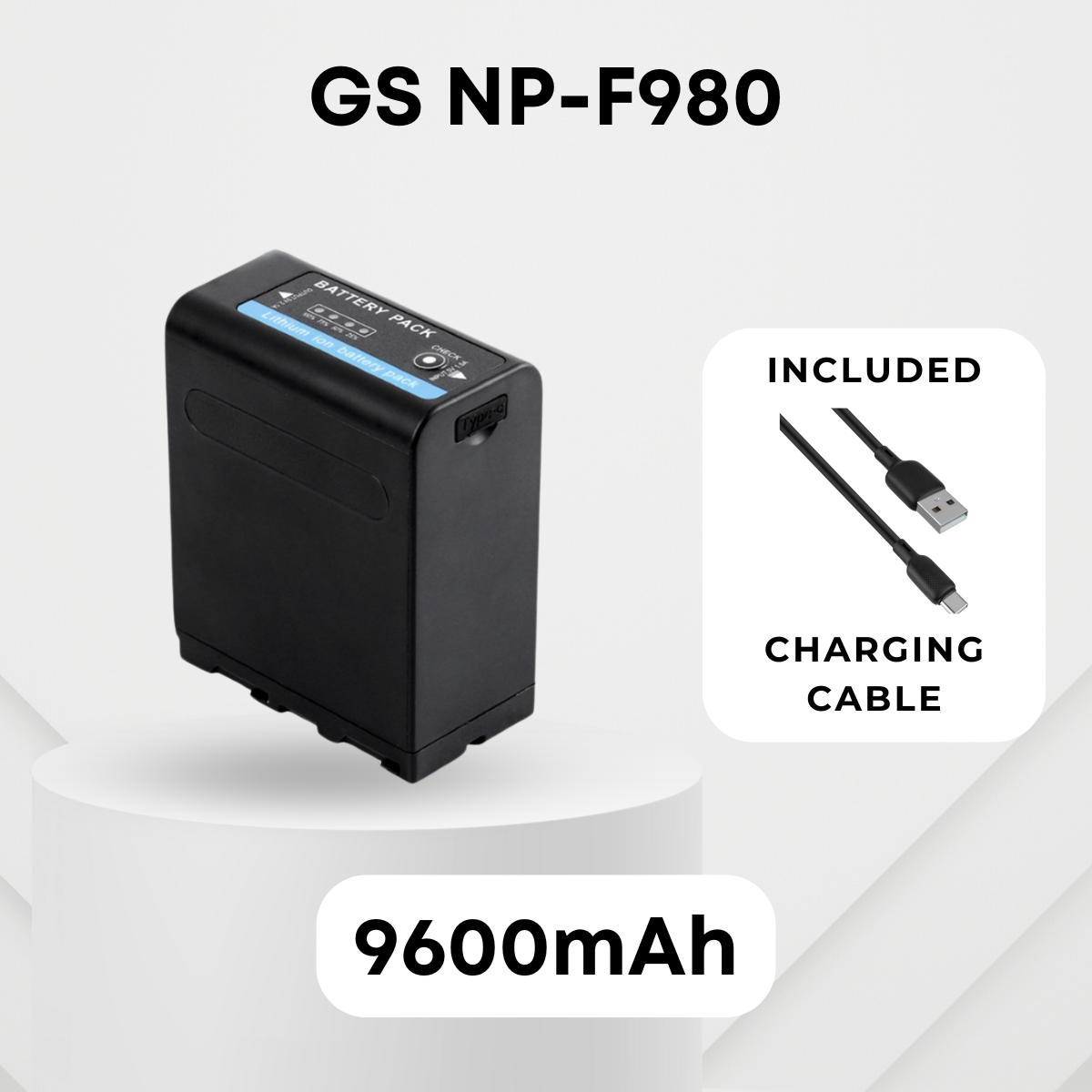 GS Pro NP-F980 NP-F990 NPF Battery Rechargeable NP-F Li-ion Battery Type C USB (13400mAh) | Multi-function Charger