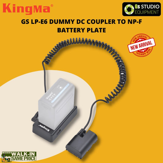 GS LP-E6/NP-FW50/NP-FZ100 Dummy DC Coupler To NP-F Battery Plate