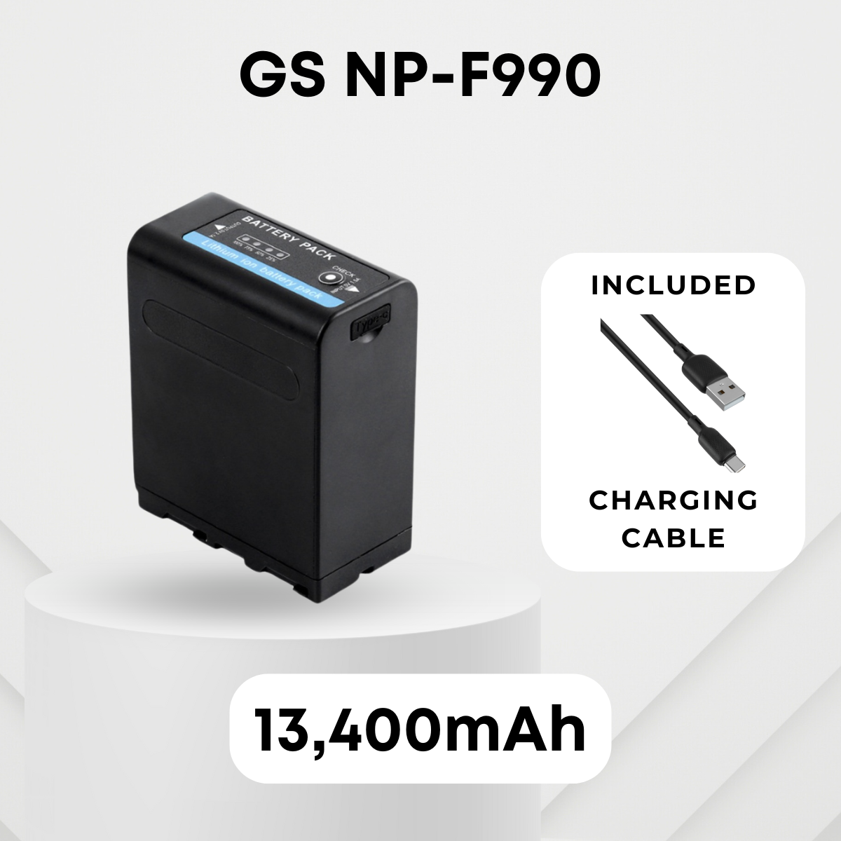 GS Pro NP-F980 NP-F990 NPF Battery Rechargeable NP-F Li-ion Battery Type C USB (13400mAh) | Multi-function Charger