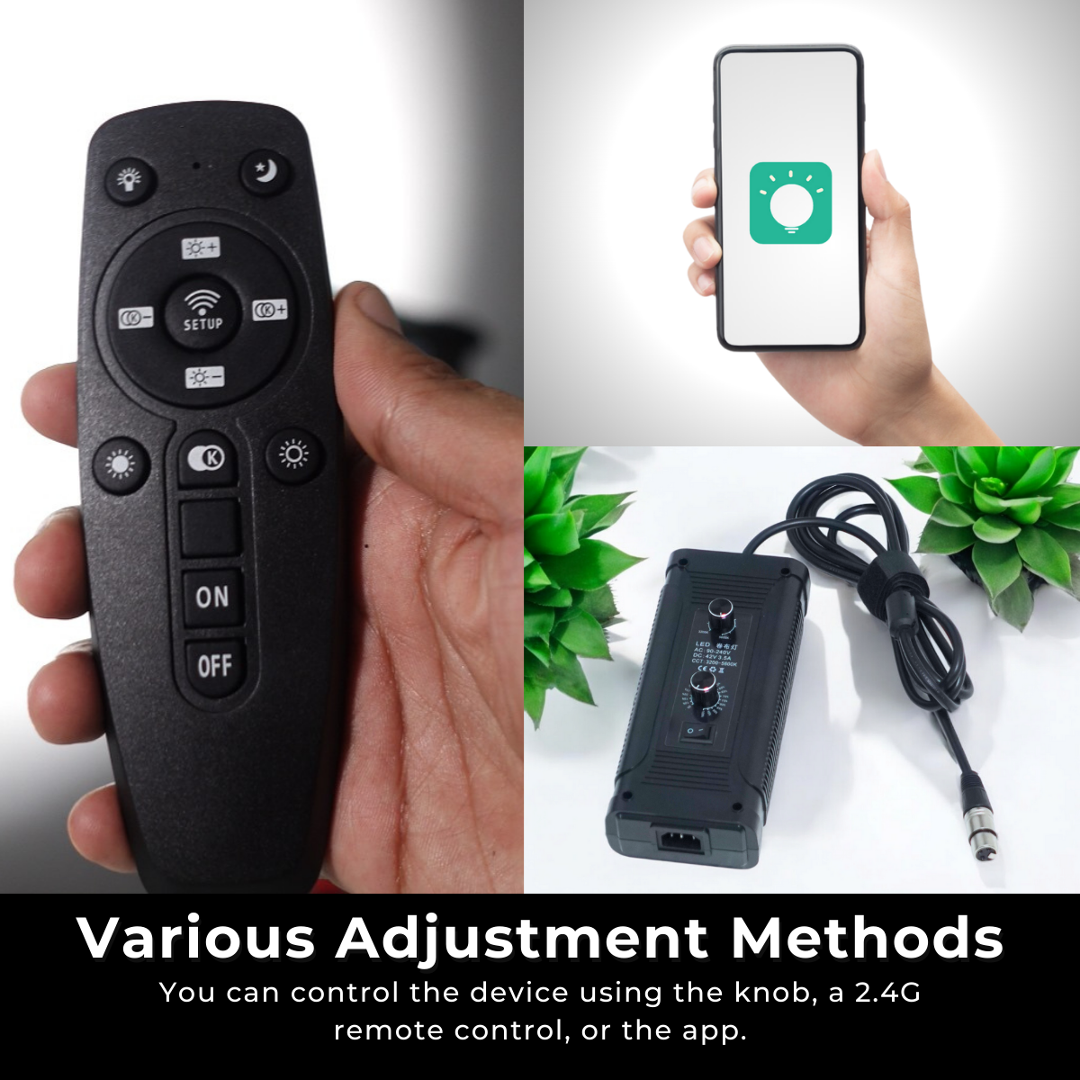 GS LitBox Flex can be control by using app, knob or 2.4G wireless remote control.