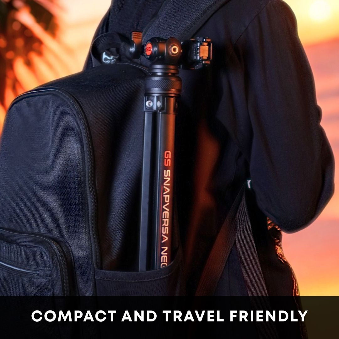 GS SnapVersa Neo 2 in 1 Ergonomic Tripod for Camera & Phone – Eye-Level 154cm Height with Dual Hot Shoe Mount