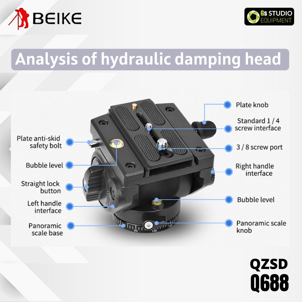 BEIKE QZSD Q688 Professional Video Tripod With Video Fluid Head