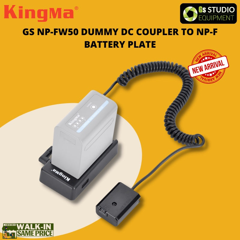 GS LP-E6/NP-FW50/NP-FZ100 Dummy DC Coupler To NP-F Battery Plate