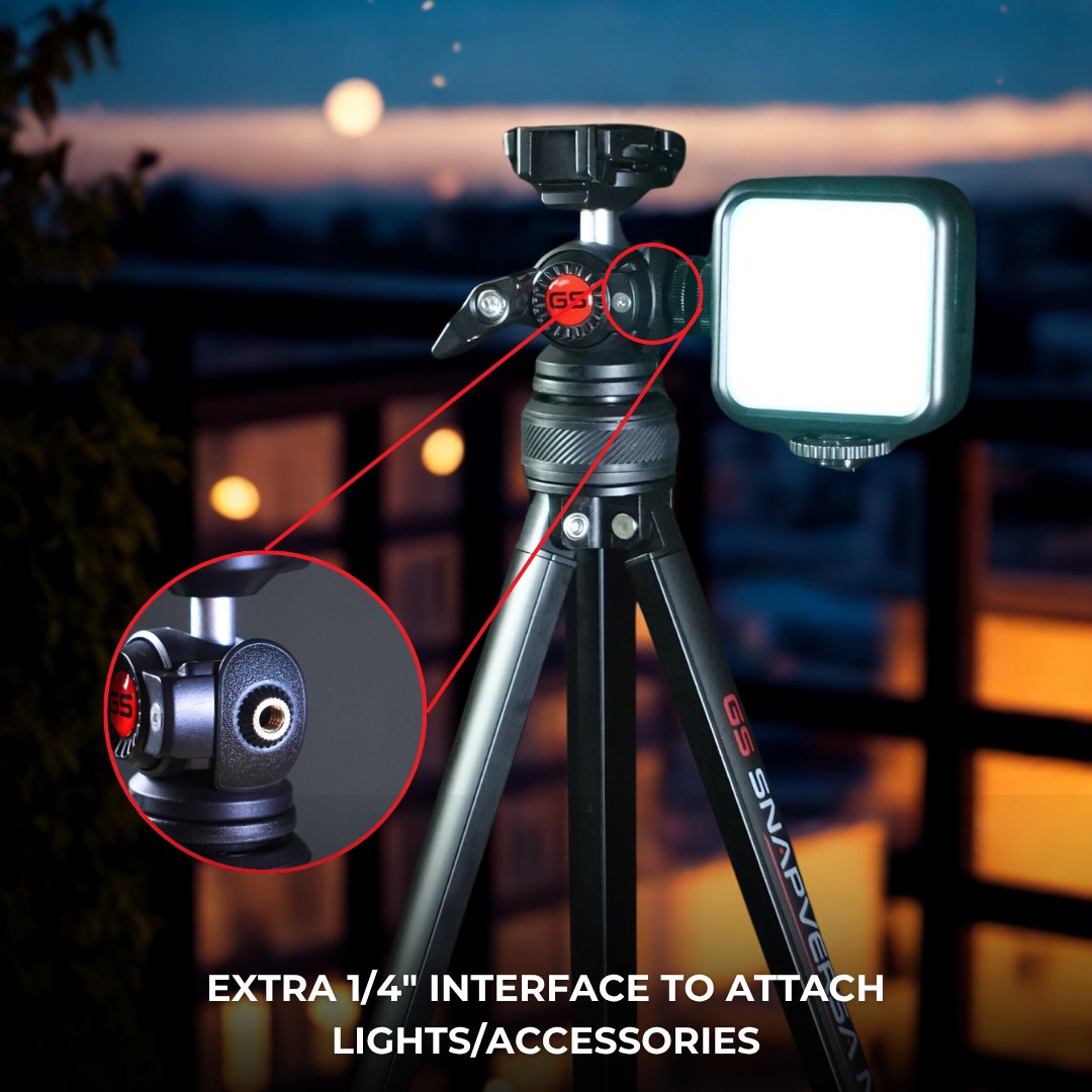 GS SnapVersa Neo 2 in 1 Ergonomic Tripod for Camera & Phone – Eye-Level 154cm Height with Dual Hot Shoe Mount