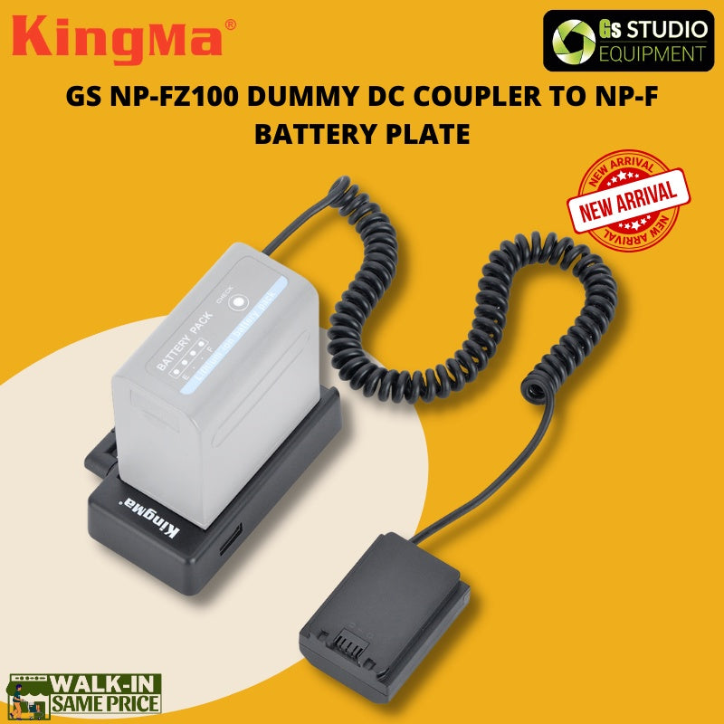 GS LP-E6/NP-FW50/NP-FZ100 Dummy DC Coupler To NP-F Battery Plate