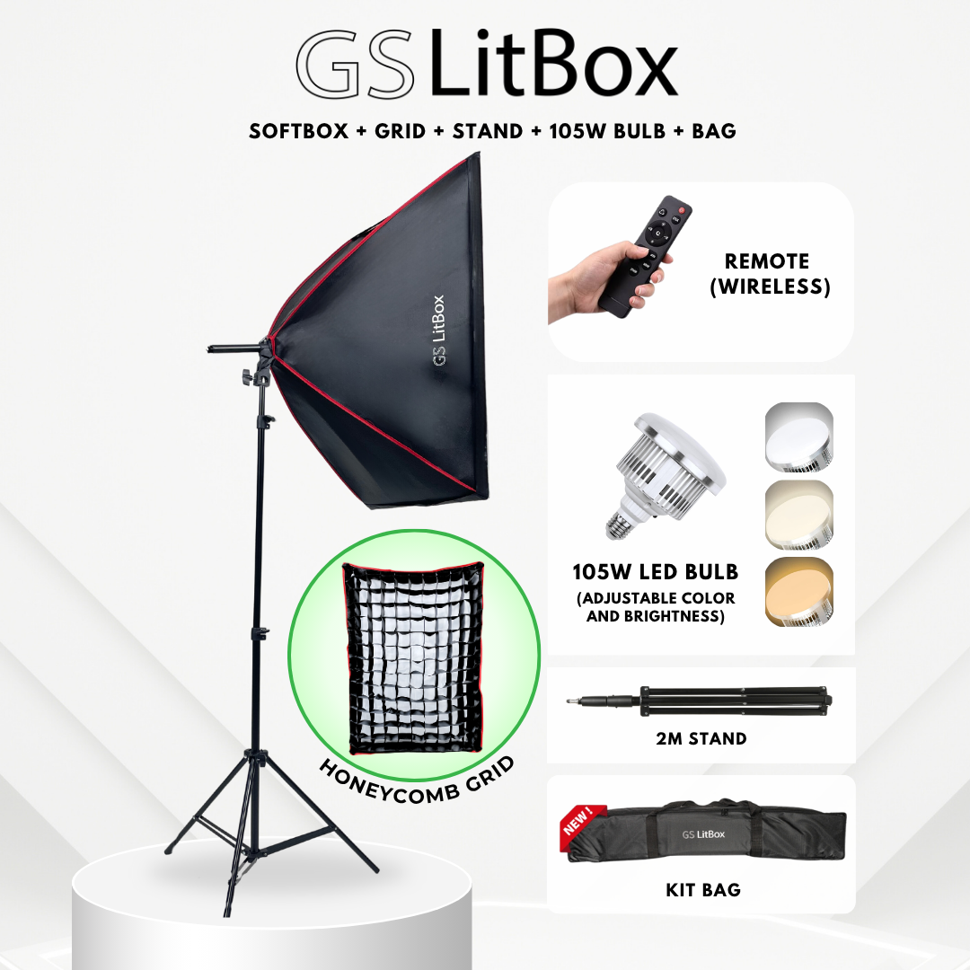 GS LitBox Continous Lighting Softbox Light Kit LED Video Photo Light Adjustable Color Temp & Brightness Wireless Remote APP Control