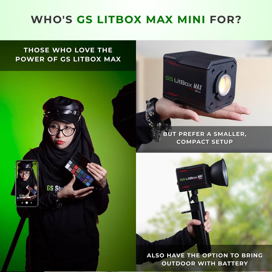 GS LitBox Max Mini 120w Mini COB LED Studio Light for Live Stream and Content Creation