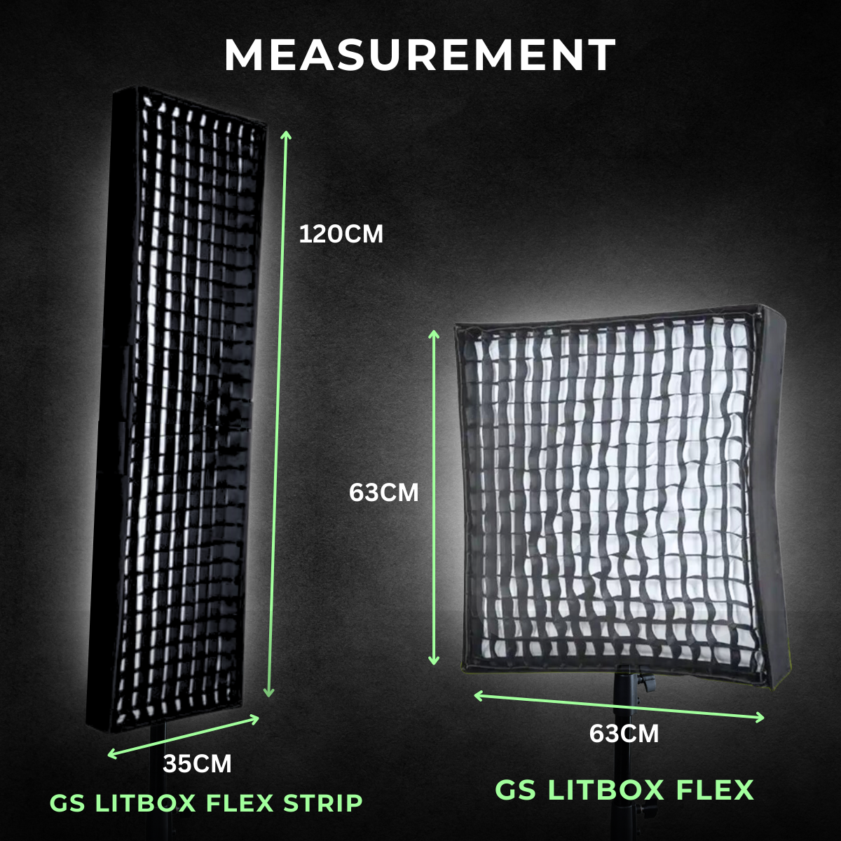 GS LitBox Flex and GS LitBox Flex Strip measurements.