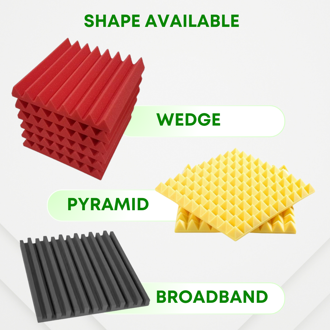 GS Pro Acoustic Foam With Self-Adhesive Soundproof Foam Studio Recording Sound Absorption High Density (30cm*30cm*5cm) | Kalis Bunyi