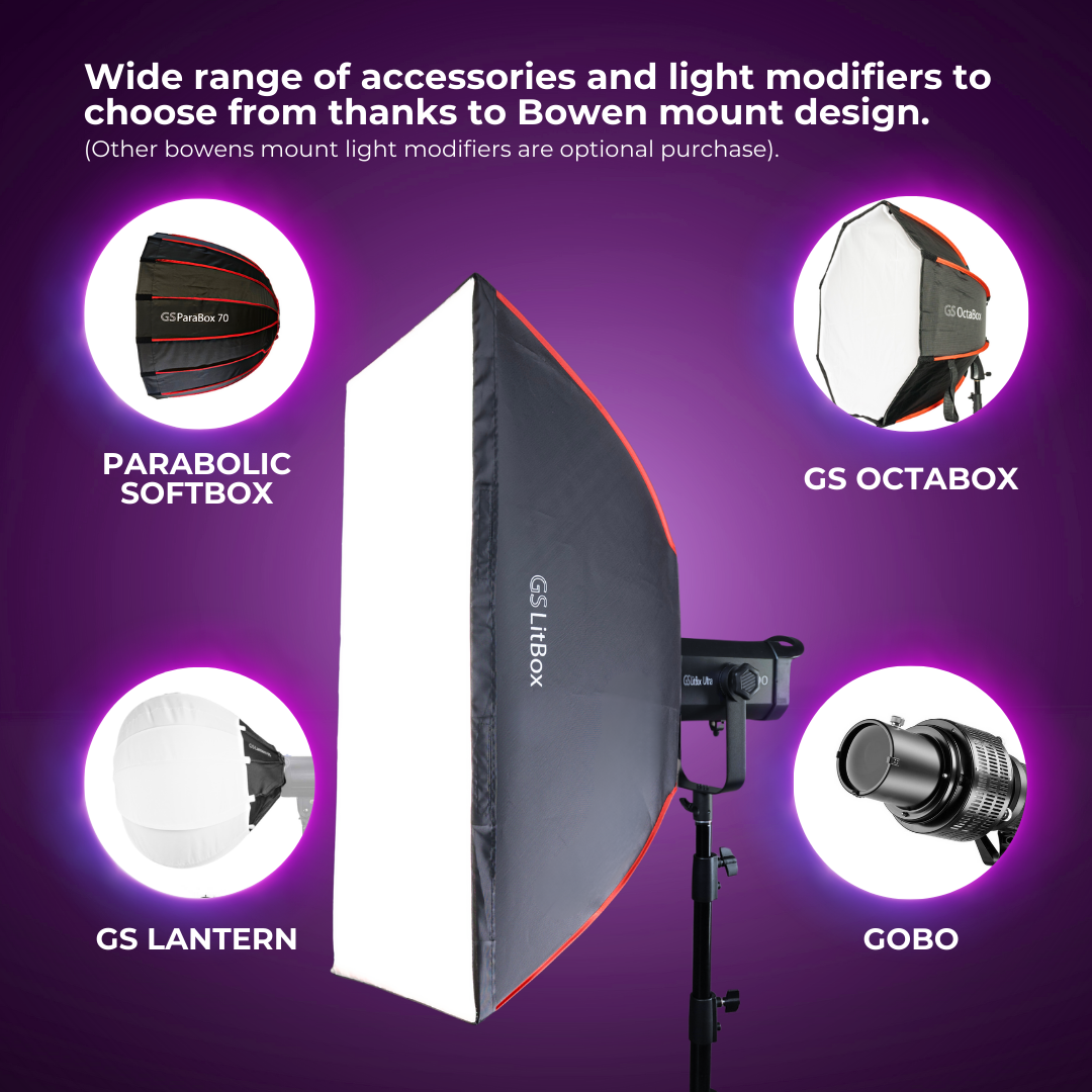 GS LitBox Ultra COB 200 300 500 LED Video Light 2700-6500K Bi-Color with Wireless Remote APP Control CRI 97+ 200w 300w 500w