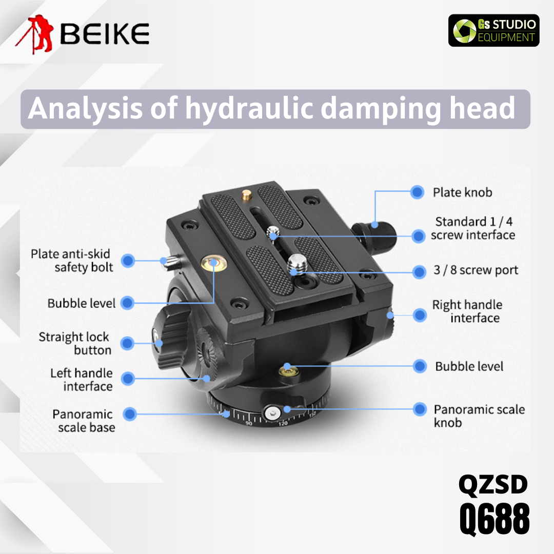 BEIKE QZSD Q688 Professional Video Tripod With Video Fluid Head