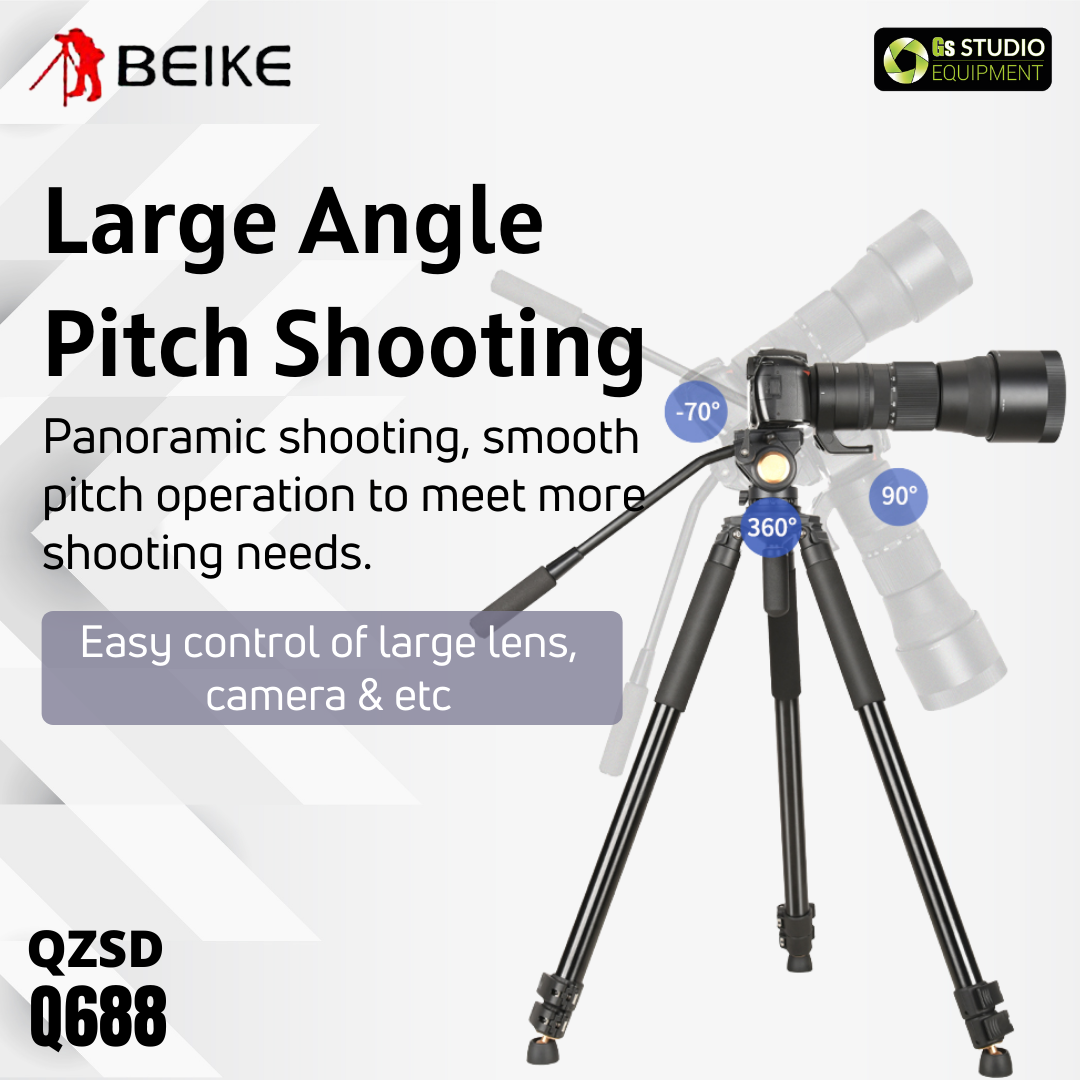 BEIKE QZSD Q688 Professional Video Tripod With Video Fluid Head