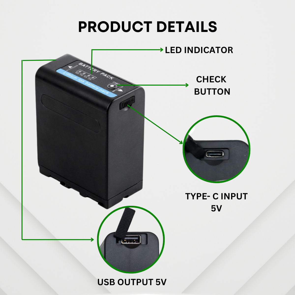 GS Pro NP-F980 NP-F990 NPF Battery Rechargeable NP-F Li-ion Battery Type C USB (13400mAh) | Multi-function Charger