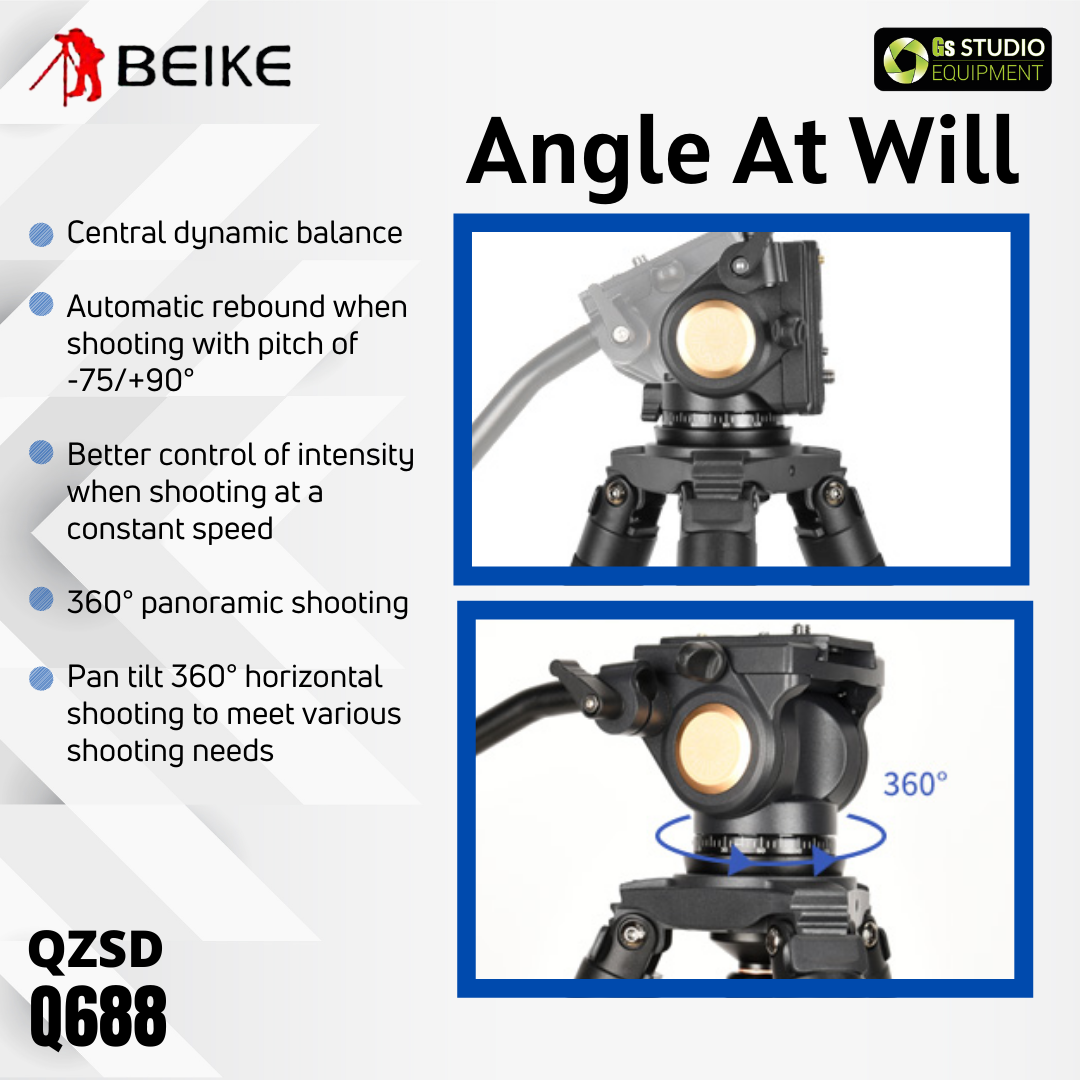 BEIKE QZSD Q688 Professional Video Tripod With Video Fluid Head