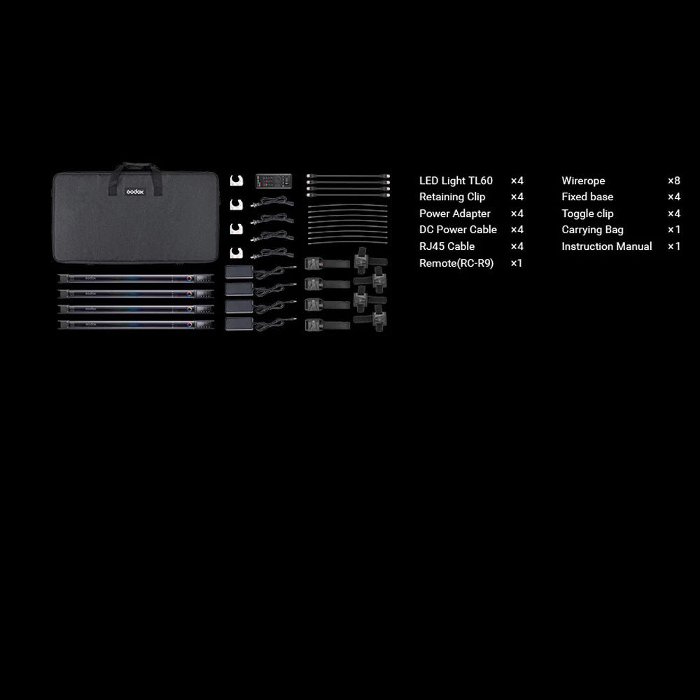 Godox TL60 Tube Light 4-Light Kit RGB Color Photography Light Handheld Light Stick With App Control