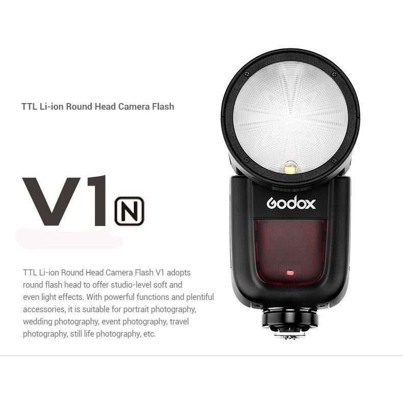 Godox V1 Flash Speedlight For Canon Nikon Sony Fuji Camera Round Flash TTL Li-ion Battery