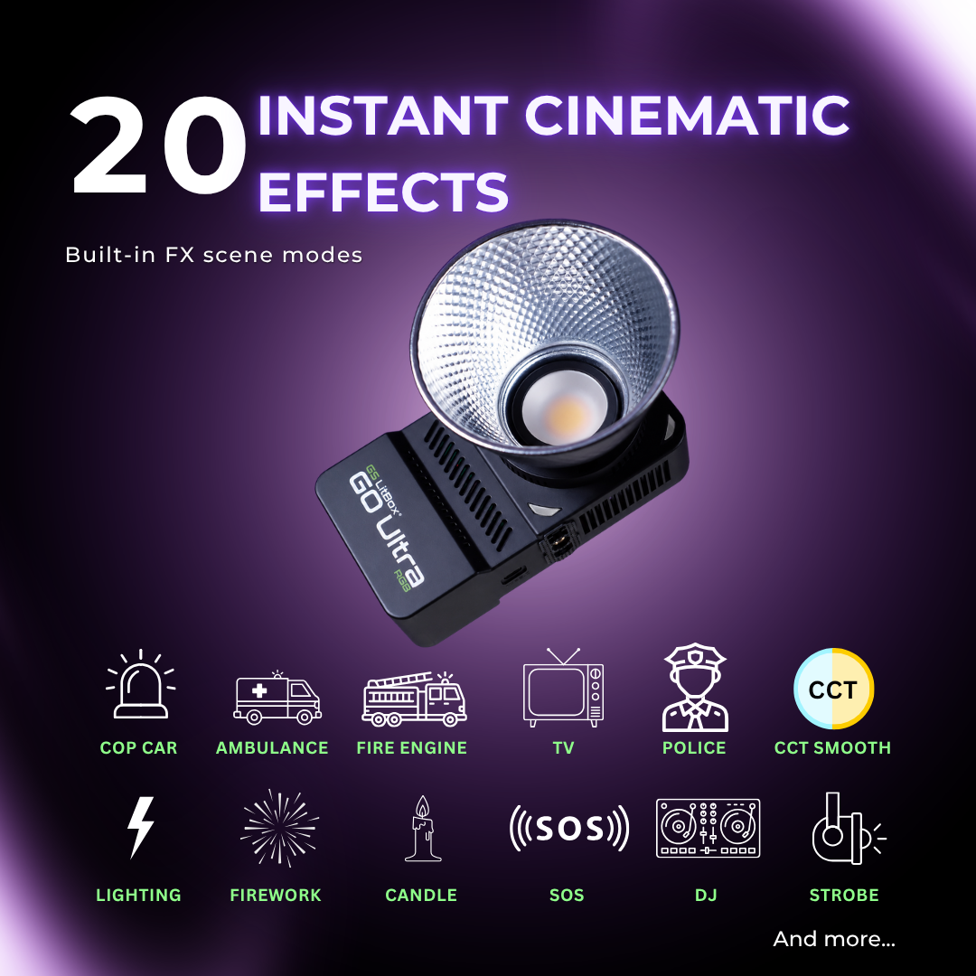 GS LitBox GO Ultra 100w Bi-Color & RGB Portable LED Video Light Built-In Battery | Wireless | Photo | Video