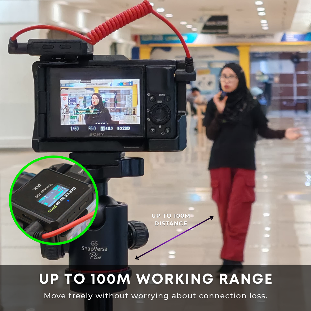 GS EchoNova Pro Wireless Lavalier Microphone Noise-Canceling 24-Hour Battery Life Ideal Mic for DSLR Cameras iPhone Android Live Streaming