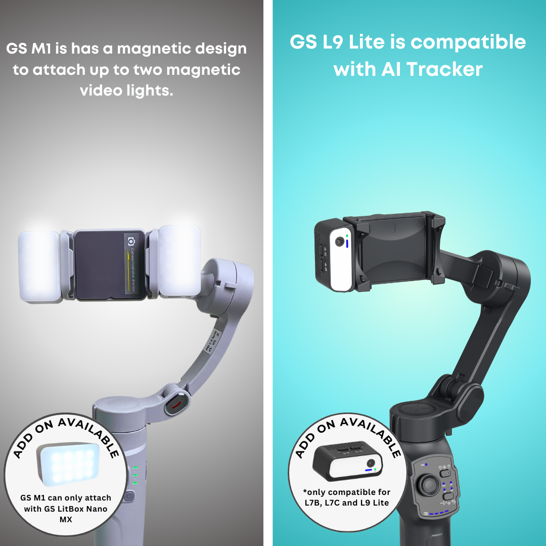 GS L7B L9 Lite M1 Smartphone 3 Axis Gimbal APP Bluetooth Connect Tracking Instant Power Up AI Follow