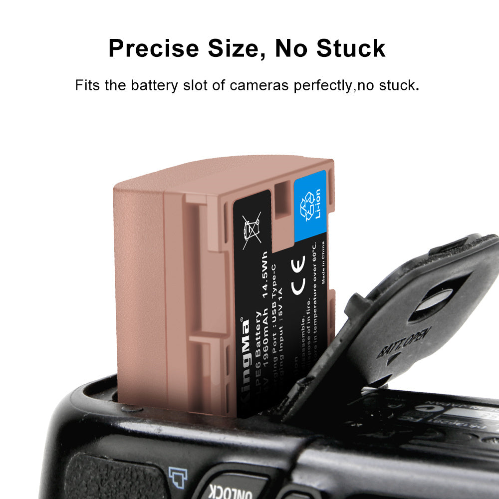 KingMa T-LPE6 LP-E6 1960mAh 7.4v USB-C Li-ion Battery Replacement Battery For Canon 5D2 5D3 60D 70D 6D 7D Camera