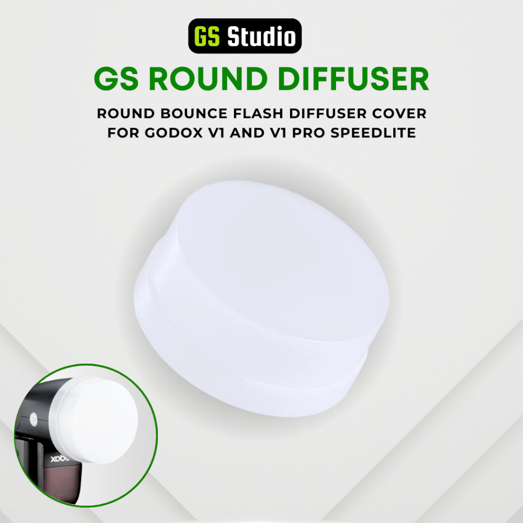 GS Round Diffuser Round Bounce Flash Diffuser Cover for Godox V1 and Godox V1 Pro Flash