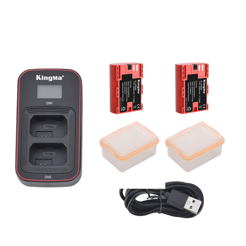 KingMa LP-E6NH LP-E6 Battery And Dual Charger Kit For Canon 5D MKIV 5D MKIII EOS R R5 R6 70D 80D 90D Compatible