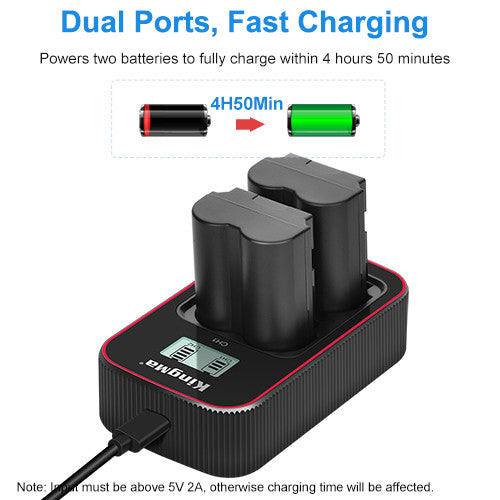 KingMa NP-W235 2-Pack Battery and LCD Dual Charger Kit for Fujifilm X-T4