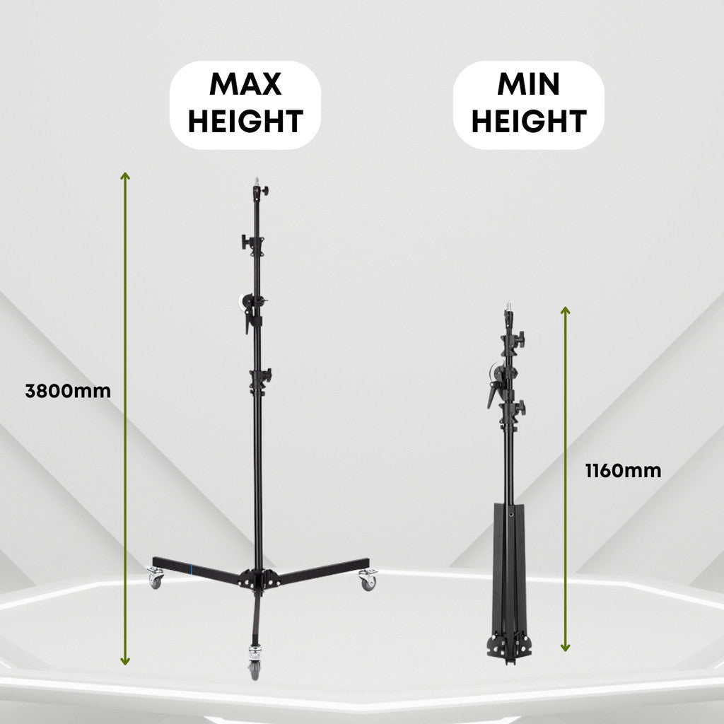 Maximum height is 3.8m and minimum height 1.16m.