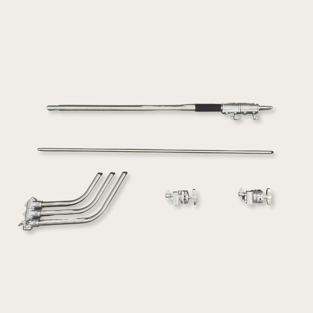 GS G-30 PREMIUM SERIES PROFESSIONAL STAINLESS STEEL HEAVY DUTY C-STAND 330CM WITH ARM AND 2 GRIPS FOR PHOTOGRAPHY VIDEOG
