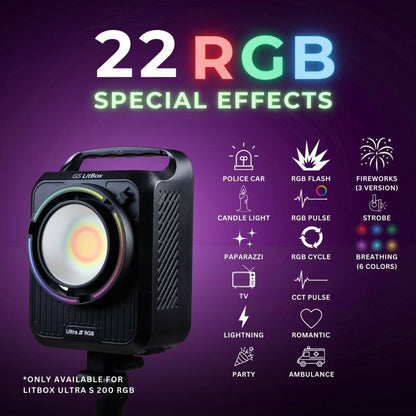 GS LitBox Ultra Slim COB 230 350 RGB 200 LED Video Light 2700-6500K Bi-Color with APP Control CRI 96+ 230w 300w RGB 200w