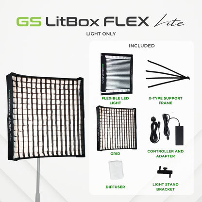 GS LitBox Flex Lite Foldable LED Video Panel Light 2700-6500K Bi-Color CRI 96+