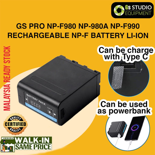 GS Pro NP-F980 NP-F990 NP-F980A Rechargeable NP-F Li-ion Battery Type C USB (13400mAh) | Multi-function Charger