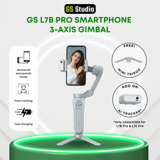 GS L7B L7C Pro M1 Smartphone 3 Axis Gimbal with Bluetooth Connect, Focus Tracking Instant Power Up and Balance AI Follow