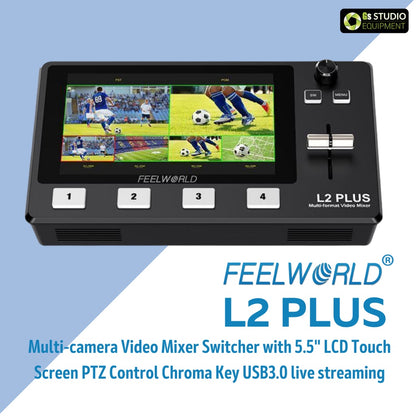 FEELWORLD L2 PLUS Multi-camera Video Mixer Switcher with 5.5" LCD Touch Screen PTZ Control Chroma Key USB3.0