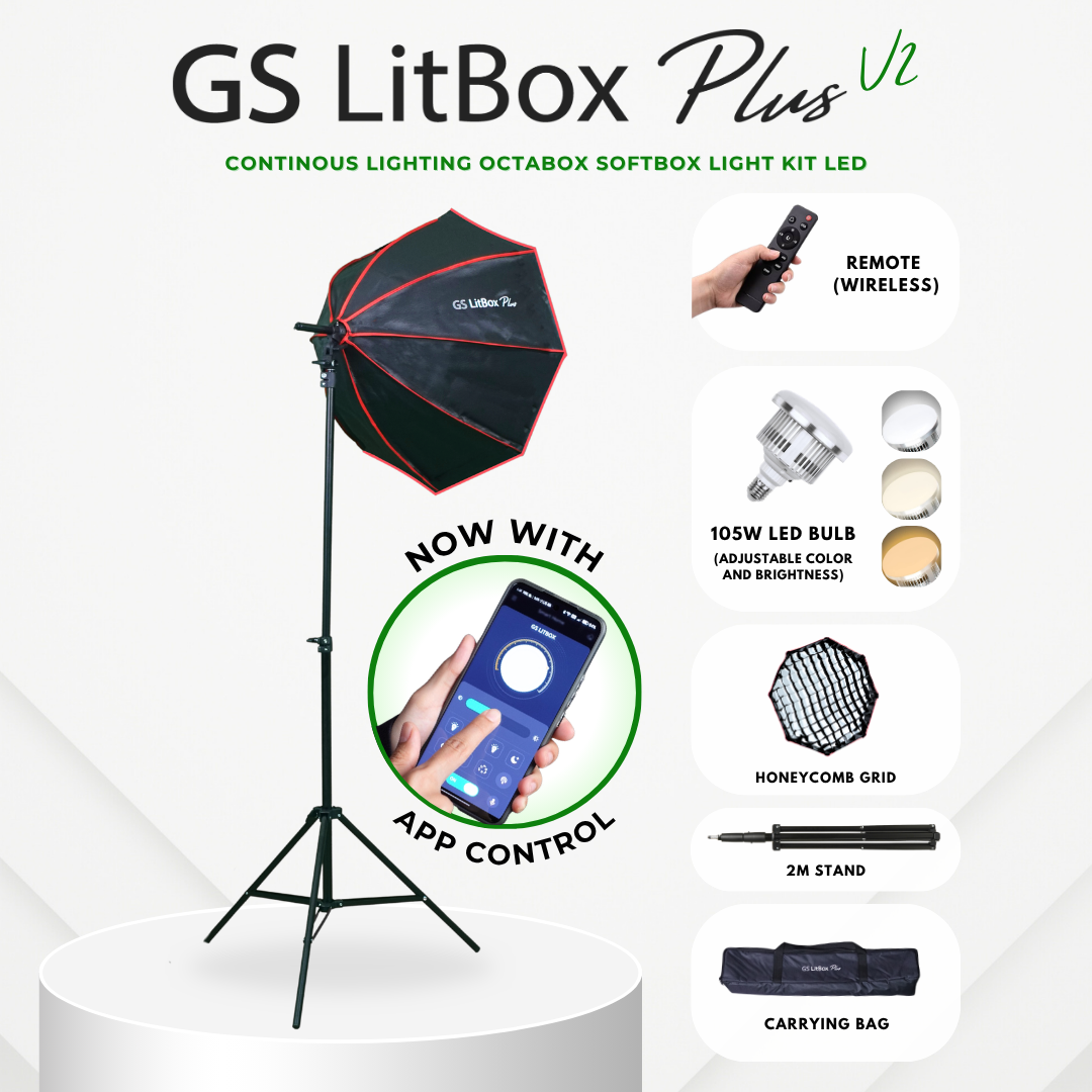 GS LitBox Plus 105w/150w APP Control Continous Lighting Softbox Light LED Adjustable Color Wireless Remote Octabox