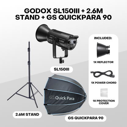 GODOX SL150 SL150W SL150III SL-150 SL150WIII Single Light Kit Bowens Mount Daylight Balanced Led Video Light