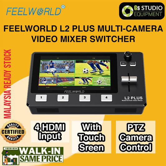 FEELWORLD L2 PLUS Multi-camera Video Mixer Switcher with 5.5" LCD Touch Screen PTZ Control Chroma Key USB3.0