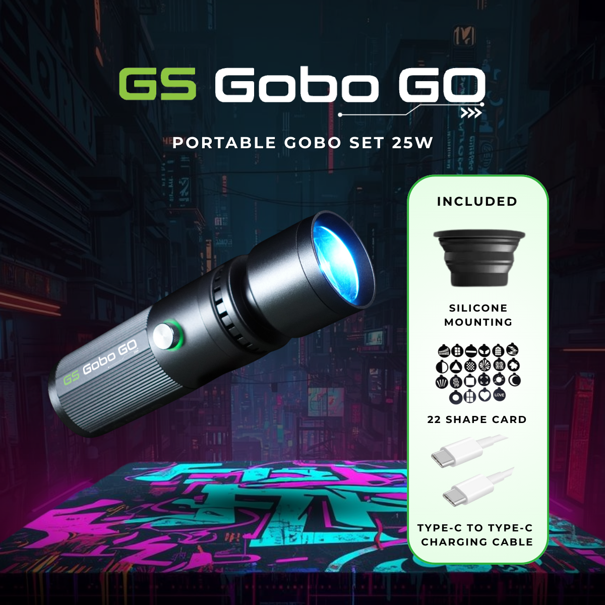 GS Gobo GO Portable Gobo Four Colors Photography Flashlight Set 25W 22 Imaging Films