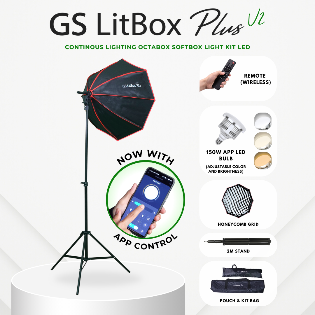 GS LitBox Plus 150w APP Control Continous Lighting Softbox Light LED Adjustable Color Wireless Remote Octabox